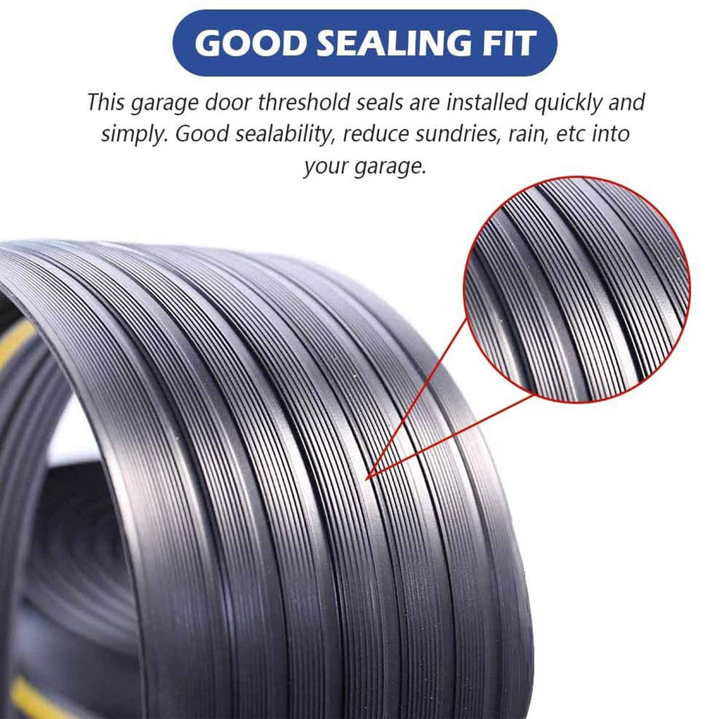 ToLanbbt 10Ft/3M Universal Garage Door Rubber Threshold Strip with 300ml Black Adhesive/Sealant, Weatherproof Seal Strip DIY Weather Stripping Replacement (Black+Yellow)