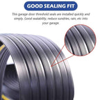 ToLanbbt 10Ft/3M Universal Garage Door Rubber Threshold Strip with 300ml Black Adhesive/Sealant, Weatherproof Seal Strip DIY Weather Stripping Replacement (Black+Yellow)