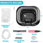 Inflatable Shampoo Basin, Loc Detox Tub for Dreads, Shampoo Buddy Bowl for Bedridden, Disabled,Injured with 2.5 GL Portable Water Shower Bag（Black）