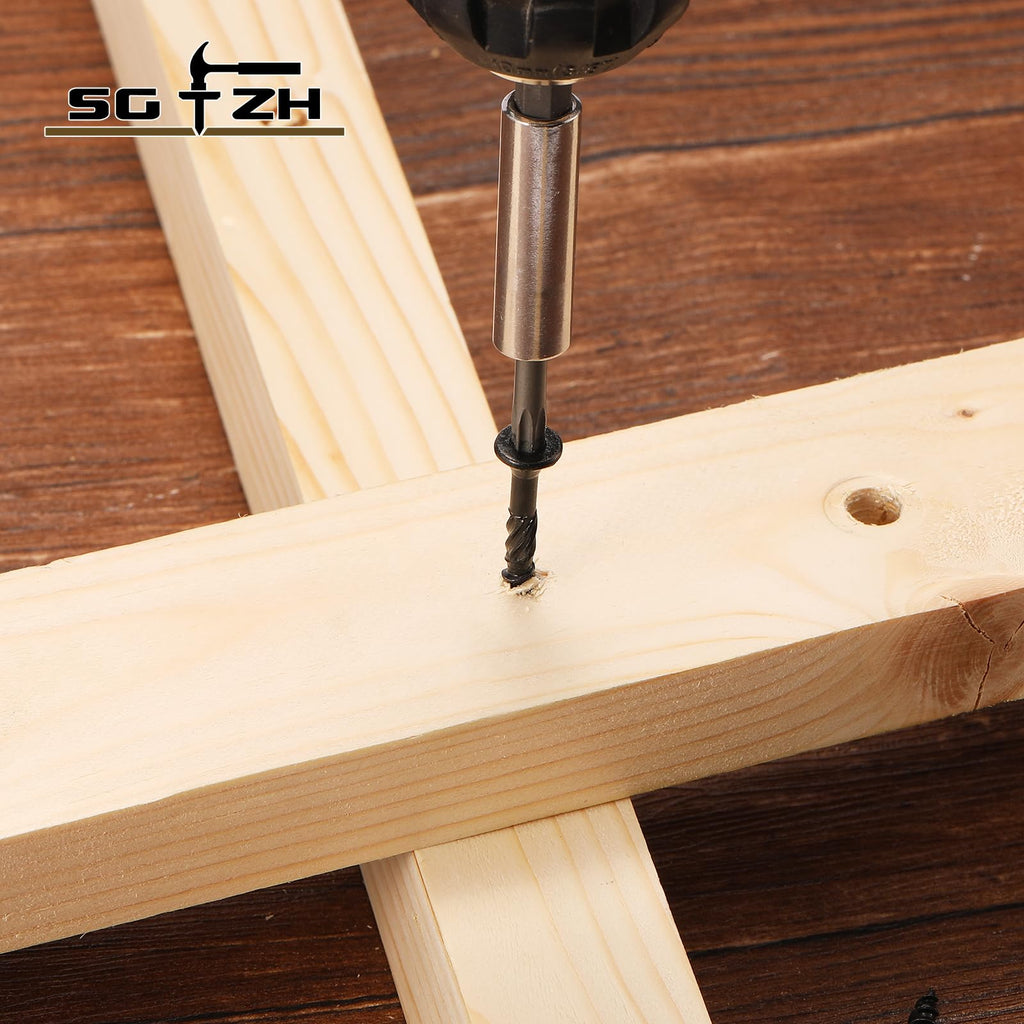 SG TZH #8 x 2 Inch Deck Screws (1275Pcs) 10lb. Carbon Steel, Black, Flat Head, Rust Resistant epoxy Coated, with T25 Star Bit