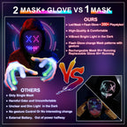LED Light Up Mask with Gloves Set, Halloween Costume Cool Stuff for Adults