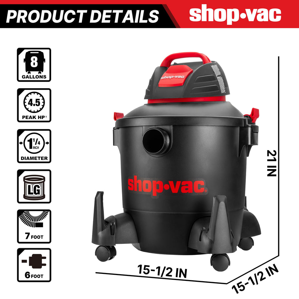 Shop-Vac 5922805 8 Gallon 4.5 Peak HP Wet/Dry Vacuum with Blower Function