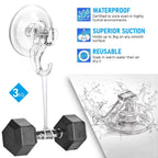 Quntis Suction Cup Hooks Smoky Grey, 6 Pack Shower Suction Cup Hooks Heavy Duty Wreath Hanger Waterproof for Window, Bathroom, Towel, Soap Bag, Shower Wall, Tile, Glass, Door, Camper