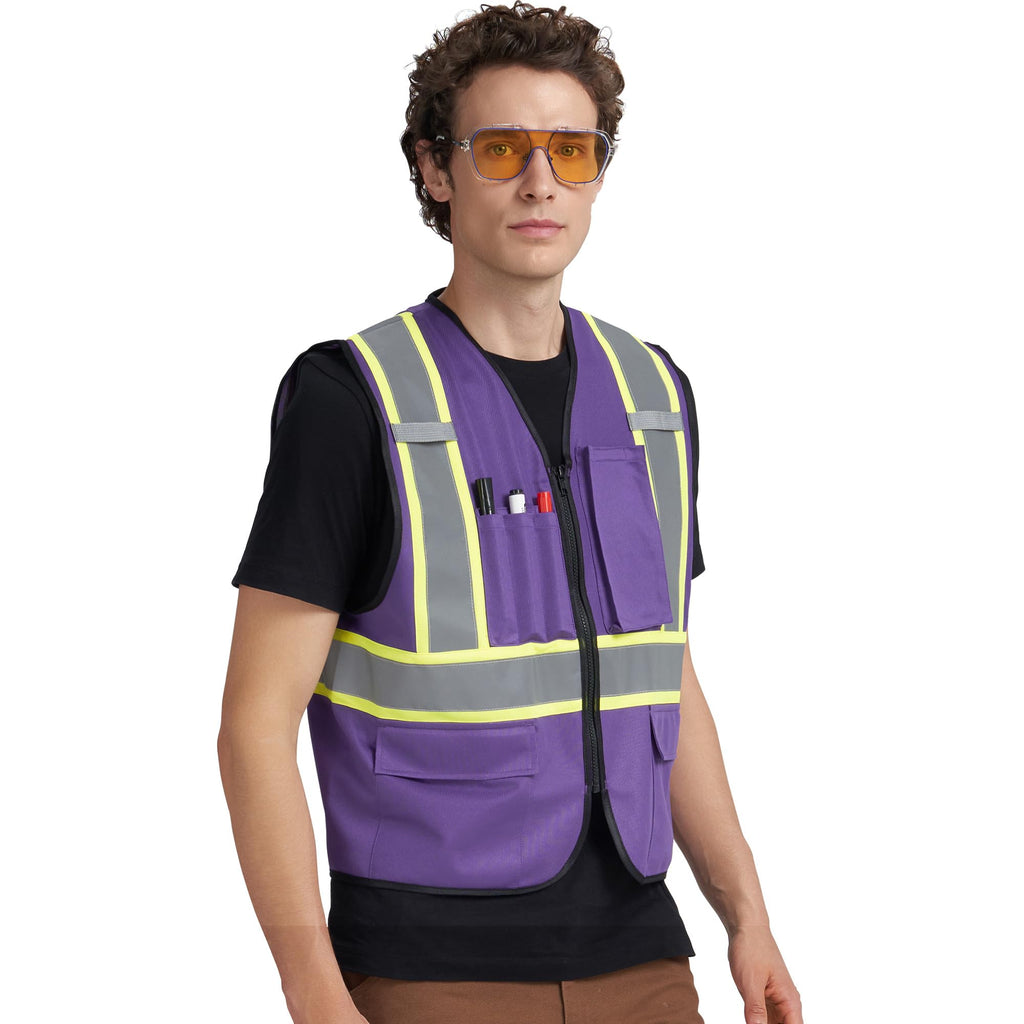 A-KSAFETY 6xl 7xl 8xl purple Reflective Safety Work Vest Big And Tall Hi Vis Construction Vest Purple