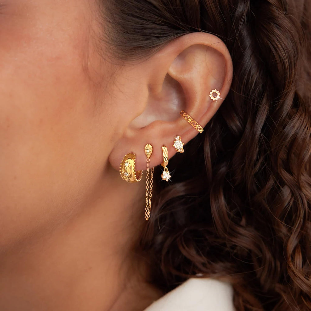 ISUEVA 14K Gold Silver Zircon Flatback Earrings For Women Earring Stacks