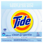 Tide Clean and Gentle Powder Laundry Detergent, Unscented, 68 Loads, 77 oz