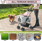 LPOTIUS 3-in-1 Pet Stroller for Small Dogs and Cats, Folding Lightweight Dog Stroller with Detachable Carrier Portable Cat Puppy Jogging Stroller with Cup Holder and Storage Basket, 4 Wheels
