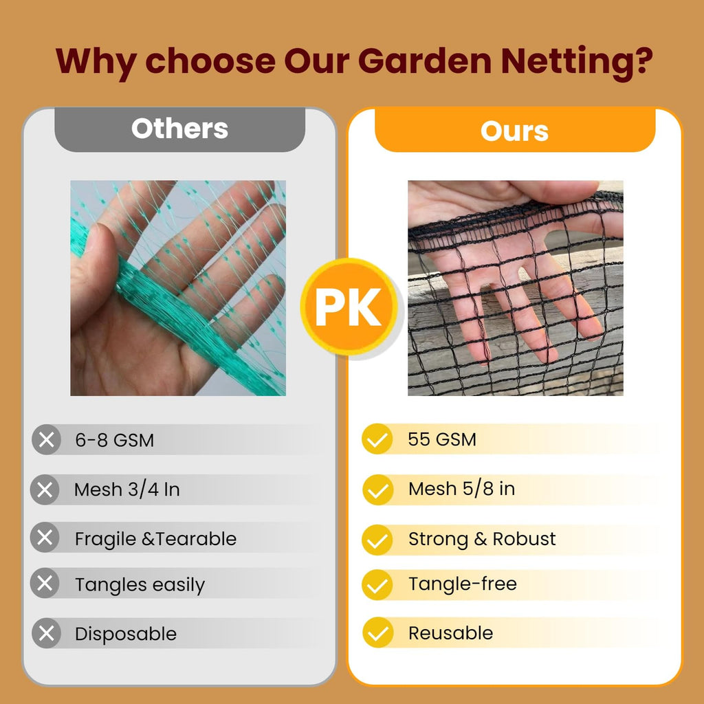 ORIVOGAS Deer Fence Netting,Plastic Mesh Fence 6.5x50ft,Reinforced Edges 55gsm Heavy Duty Animal Barrier,Ideal for Garden Netting,Against Bird,Temporary Fence,Fruit Plant Protection,Black
