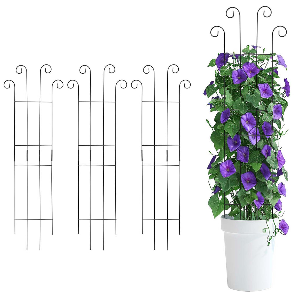 DYBEEDUAL 4 Pack 32 Inch Plant Trellis Outdoor Metal Trellis for Climbing Plants Indoor Garden Trellis for Climbing Plants Outdoor Wave Shape Metal Garden Trellis Houseplants Flowers Vine Ivy