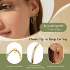 Magitaco 8 Pairs Clip On Hoop Earrings Stainless Steel Clip On Earrings for Women Fake Hoop Earring Spring Hoop Earring For Non-Pierced Ears G