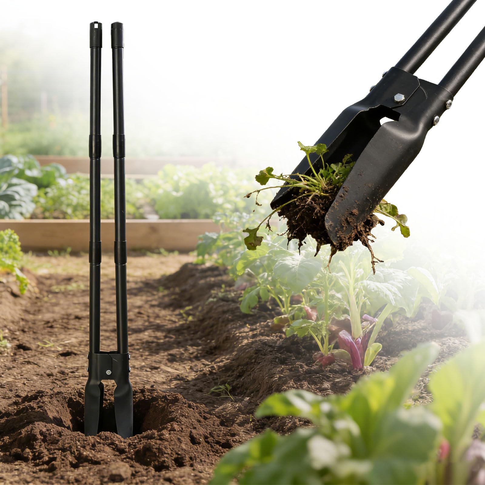 REILEIHODE Post Hole Digger 4.5FT Heavy Duty Hole Digger with Dual Sharp Blades Professional Manual Hole Digger Tool for Gardening Transplanting Fence Installation Construction