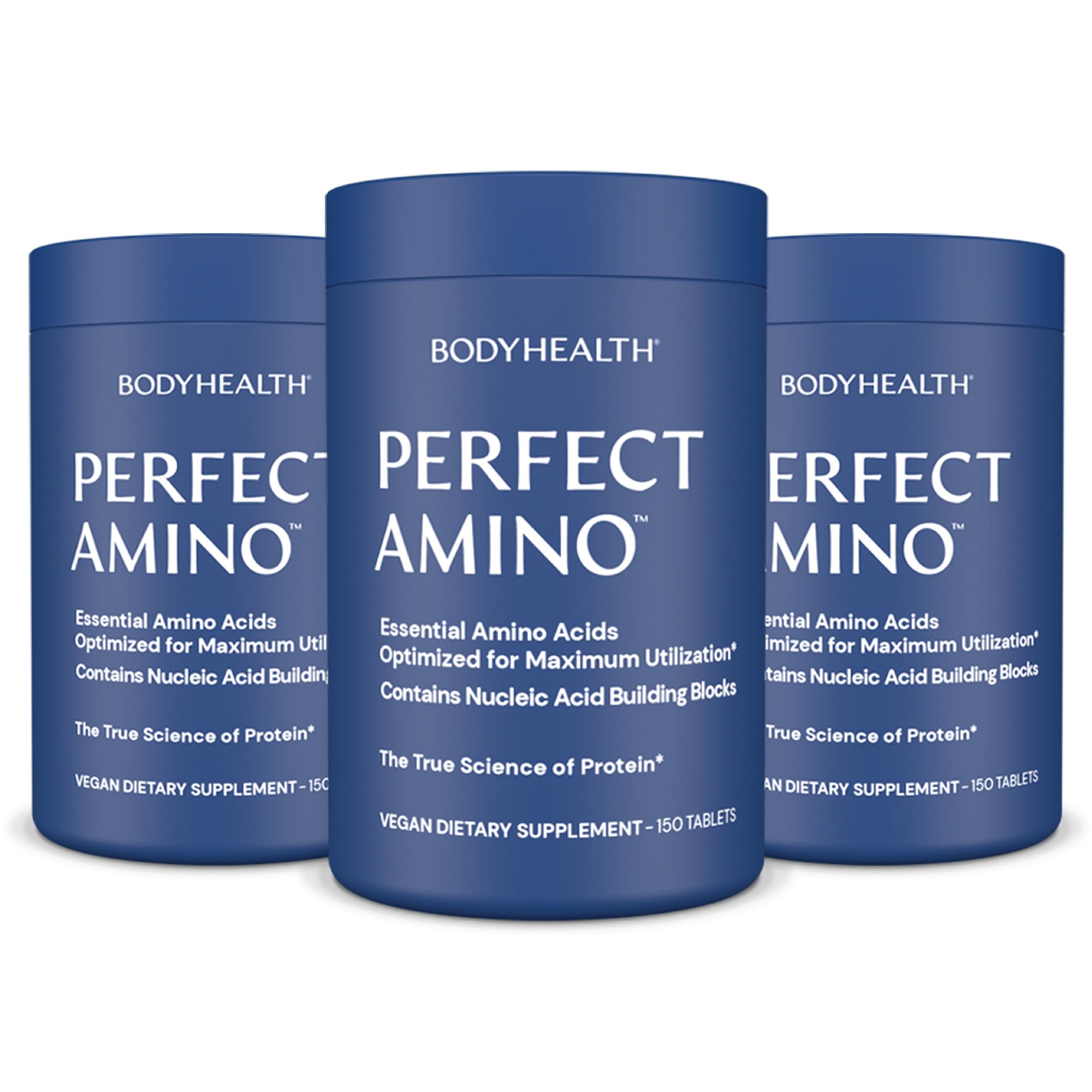 BodyHealth PerfectAmino Tablets, (3-Pack) Essential Amino Acid with BCAAs + Lysine, Phenylalanine, Threonine, Methionine, Tryptophan, Supplement for Muscle Mass Production, Recovery & Strength