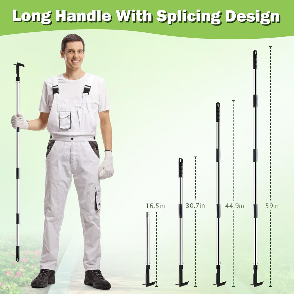 LAWFYMORI Crack Weeder with Long Handle, 60" Manual Crevice Weeding Tool