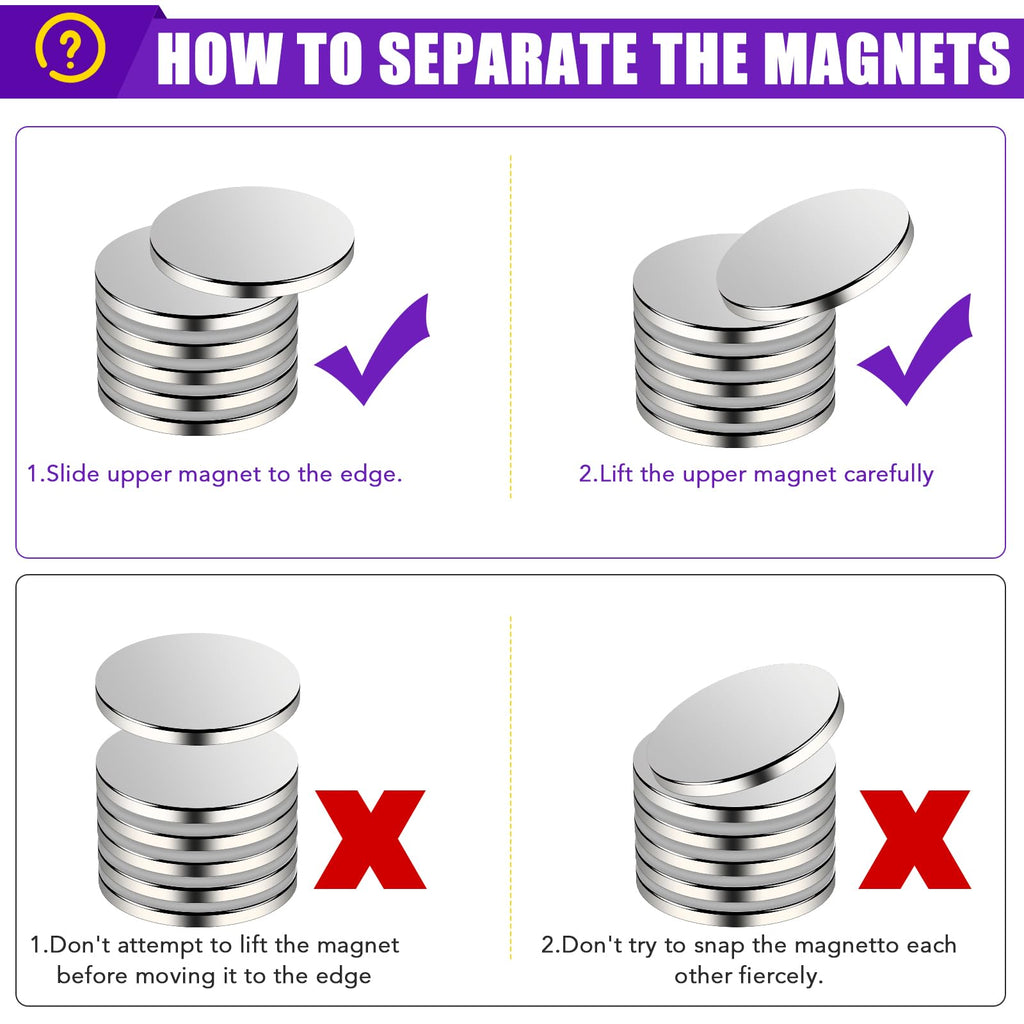 MIKEDE 6 Pack Strong Neodymium Magnets, Strong Magnet, Silver, 20 x 2mm