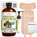 VITAL AFFAIR Castor Oil Cold Pressed Pure Glass Bottle Castor Oil with Flannel 100% Cotton Organic Castor Oil Packaging