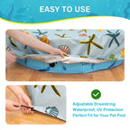 Ladadee Foldable Round Dog Swimming Pool Cover, for 32 "/63“/48” Collapsible Outdoor Tub, PVC Coating Waterproof and UV Protection, Leakproof Washable Kiddie Pet Small Paddling Bath Accessories