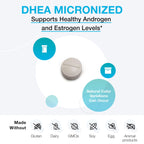 XYMOGEN DHEA Micronized - 10 mg Dehydroepiandrosterone - Androgen and Estrogen Support - Gluten-Free, Soy Free & Dairy Free - 60 Tablets