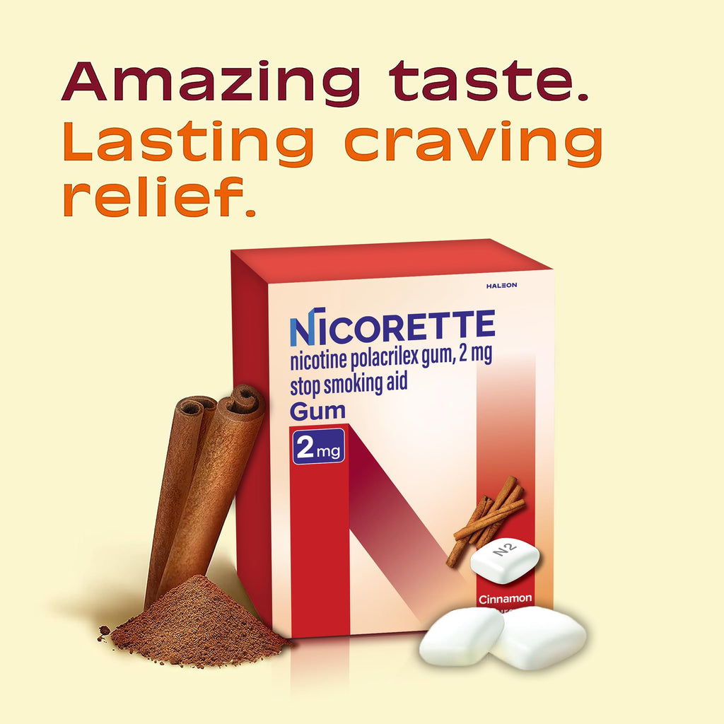 Nicorette 2 mg Nicotine Gum to Help Stop Smoking - Cinnamon Surge Flavored Stop Smoking Aid, 2x100 Count