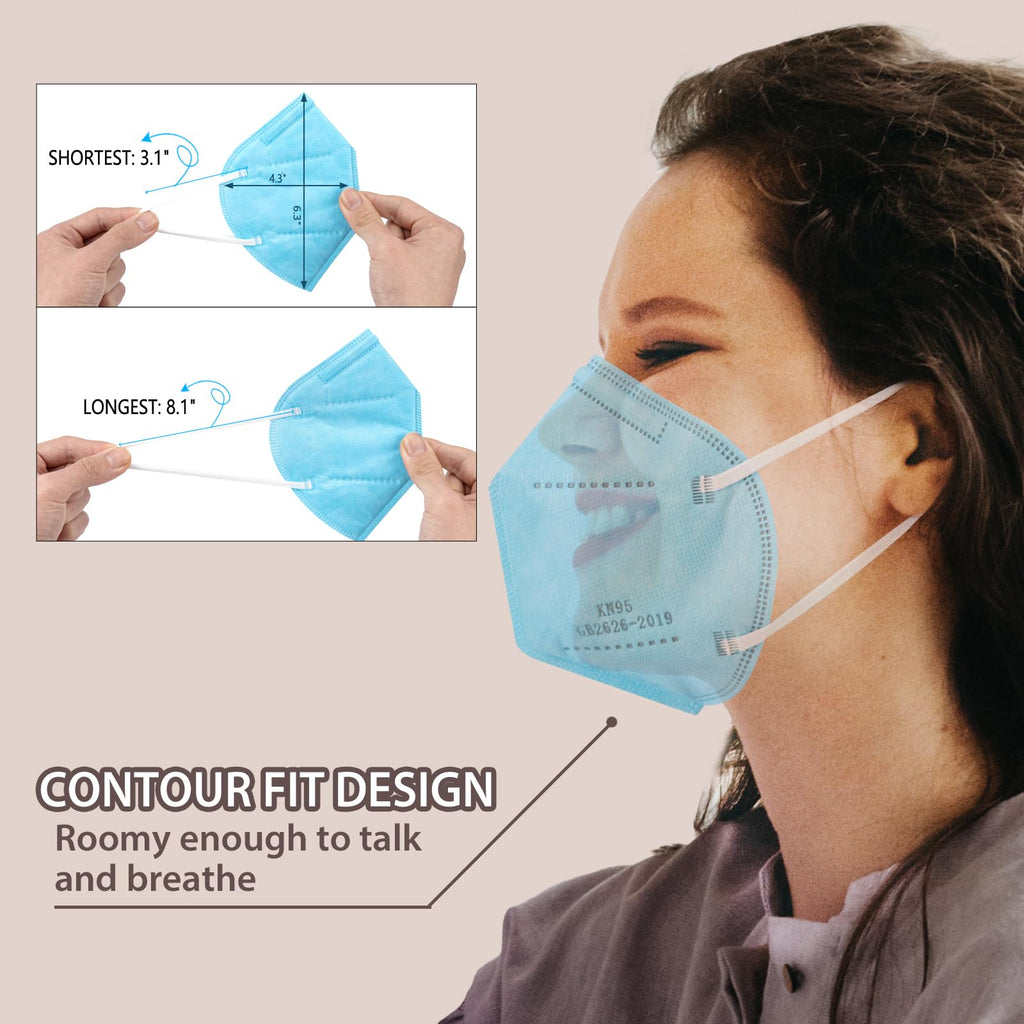 KN95 Face Masks 50 Pcs, 5-Ply Protection Blue KN95 Mask, Disposable Face Masks for Adults