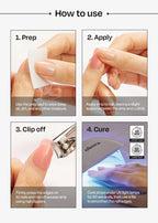 ohora Semi Cured Gel Nail Strips (N Moonlight) - Halloween Nails, Salon-Quality, Works with Any Lamps, Long Lasting, Easy to Apply & Remove - Includes 2 Prep Pads, Nail File & Wooden Stick