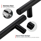 JOY DECOR 10 Pack 6-3/8 Inch Cabinet Pulls Kitchen Cabinet Handles with 4 Inch Hole Center Matte Black Cabinet Hardware Stainless Steel Kitchen Drawer Pulls for Cabinets Cupboard, 102mm Hole Centers