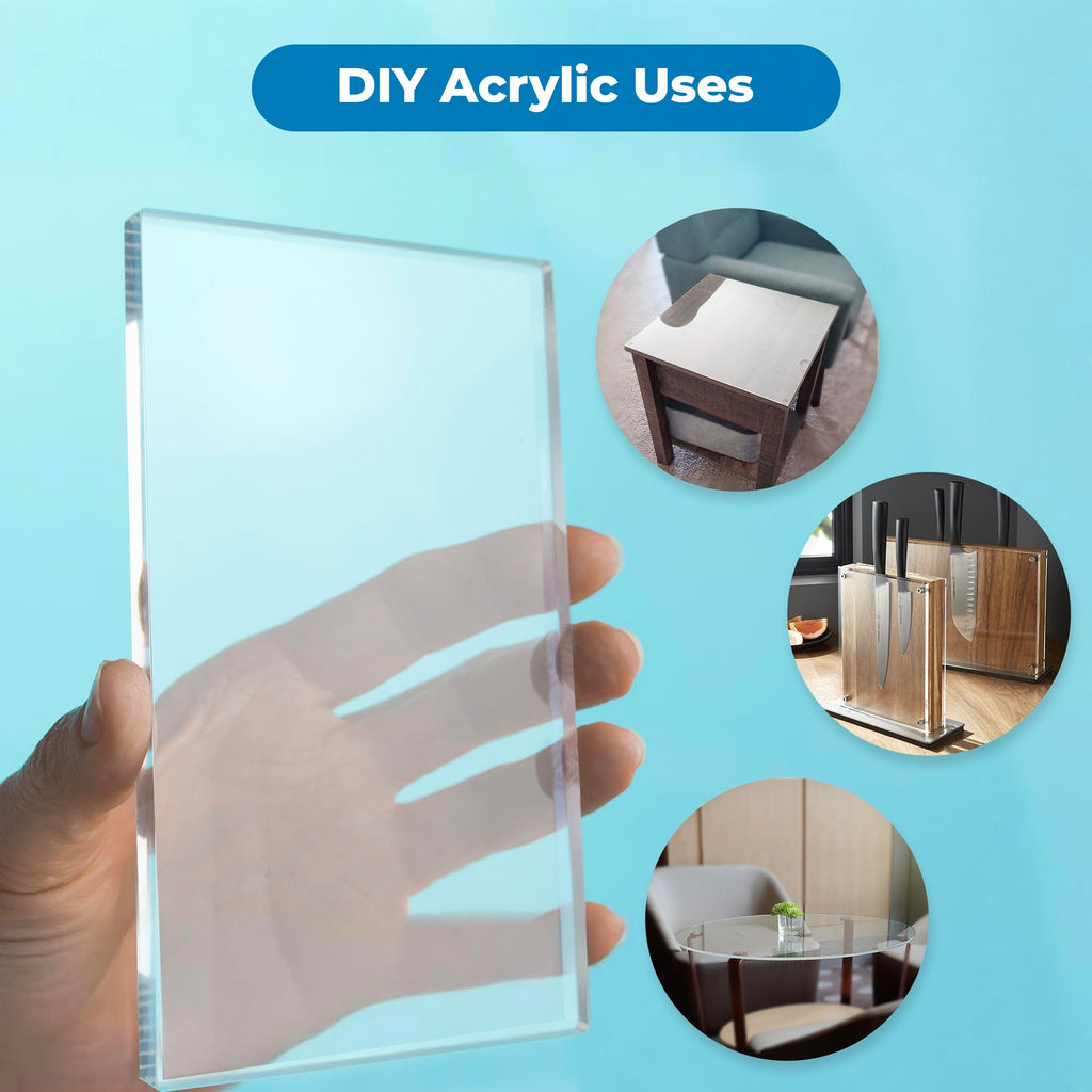 Fab Glass and Mirror Plastic PET Lightweight 12"x24" (12mm) Thick Acrylic Plexiglass Sheet for Photo Frame, Shatterproof Alternative for Glass, Home Décor, Welcome Sign Boards, Clear (ACR12M12X24RC)