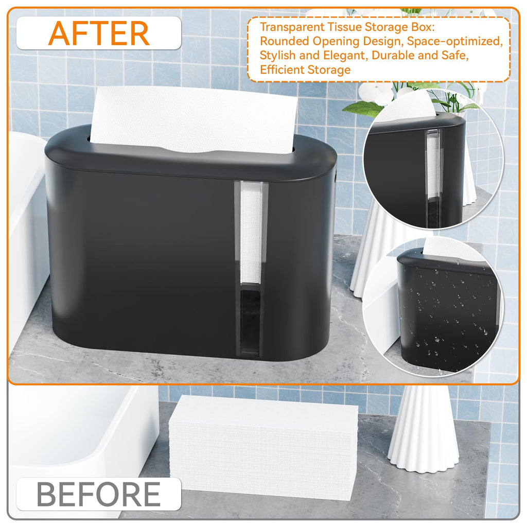 Yieach Touchless Paper Towel Dispenser for Countertop,Home,Bathroom and Kitchen,Black Commercial Multifold Paper Towel Dispenser for Z-fold,Folded,Trifold,Napkin,C fold,Tri Fold Hand Towels Holder