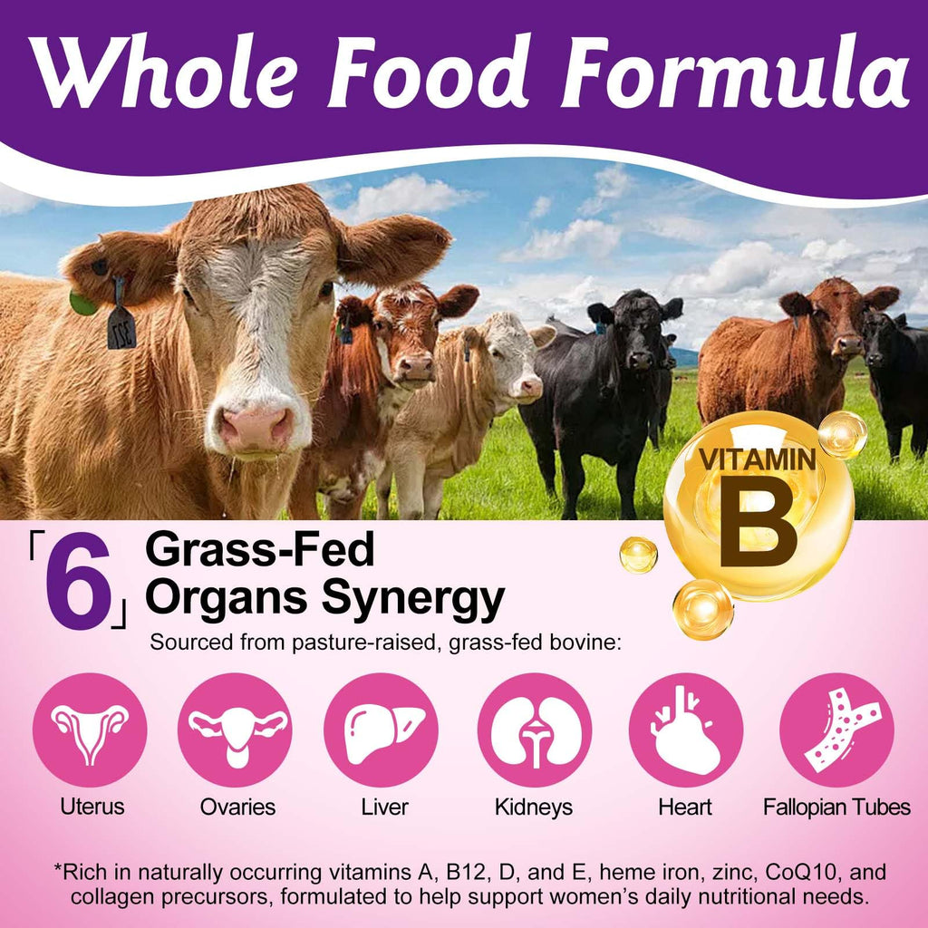 2 Pack Beef Organ Supplement for Women, Natural Grass Fed Beef Liver Capsules, Hormone Balance for Women, for Support Balance Hormones, Energy, & More and Menstrual Cycle,Skin Care