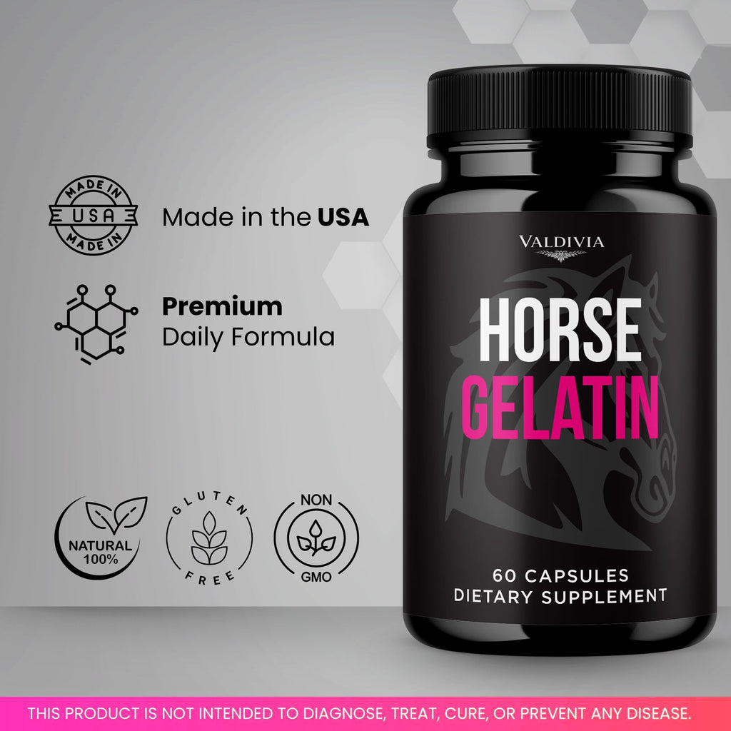 Valdivia (5 Pack) Horse Gelatin Capsules - Official HorseGelatin Supplement, Premium Formula, Natural Vitamins for Health & Wellness - 300 Capsules for 5 Months