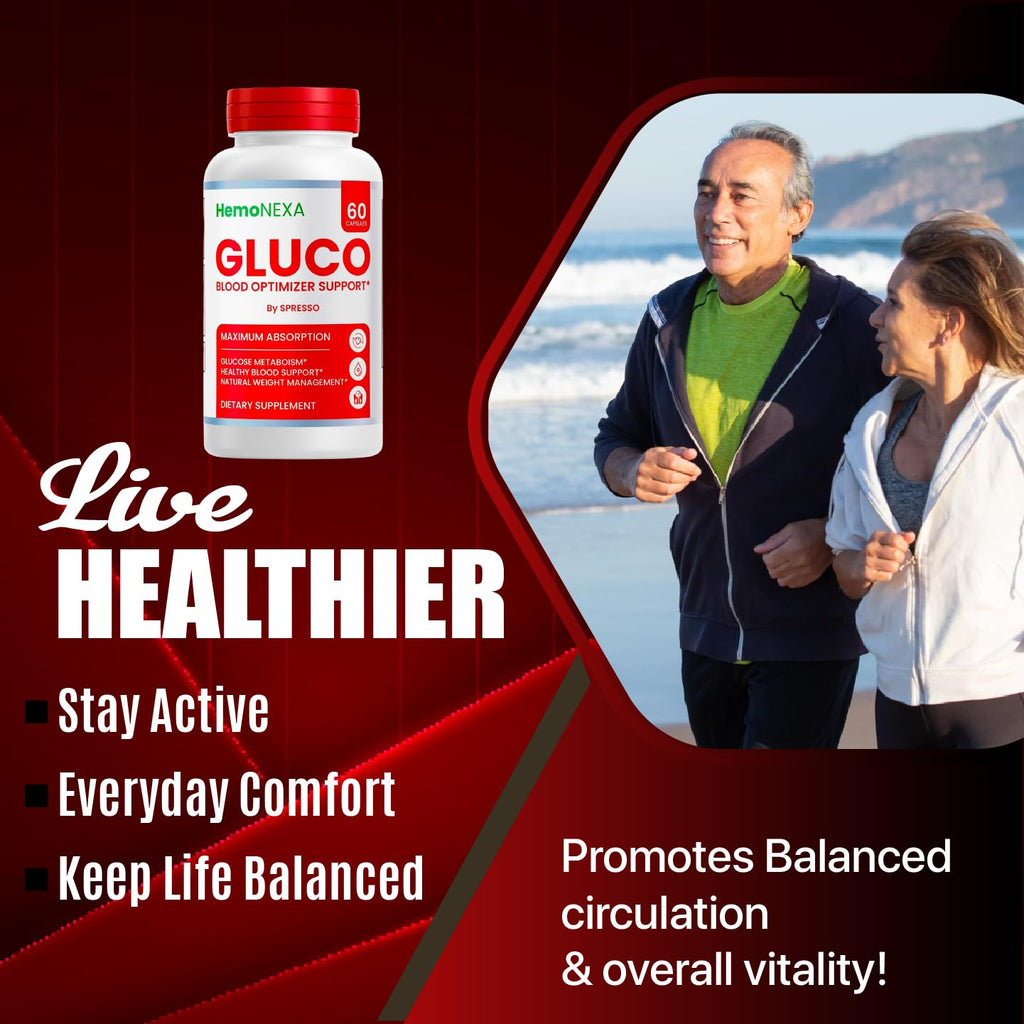 (2 Pack) Gluco Blood Optimizer Capsules, Official Gluco Blood Optimizer Supplement with All Natural Ingredients, All Natural Maximum Strength Formula for Daily Health Support (120 Count)