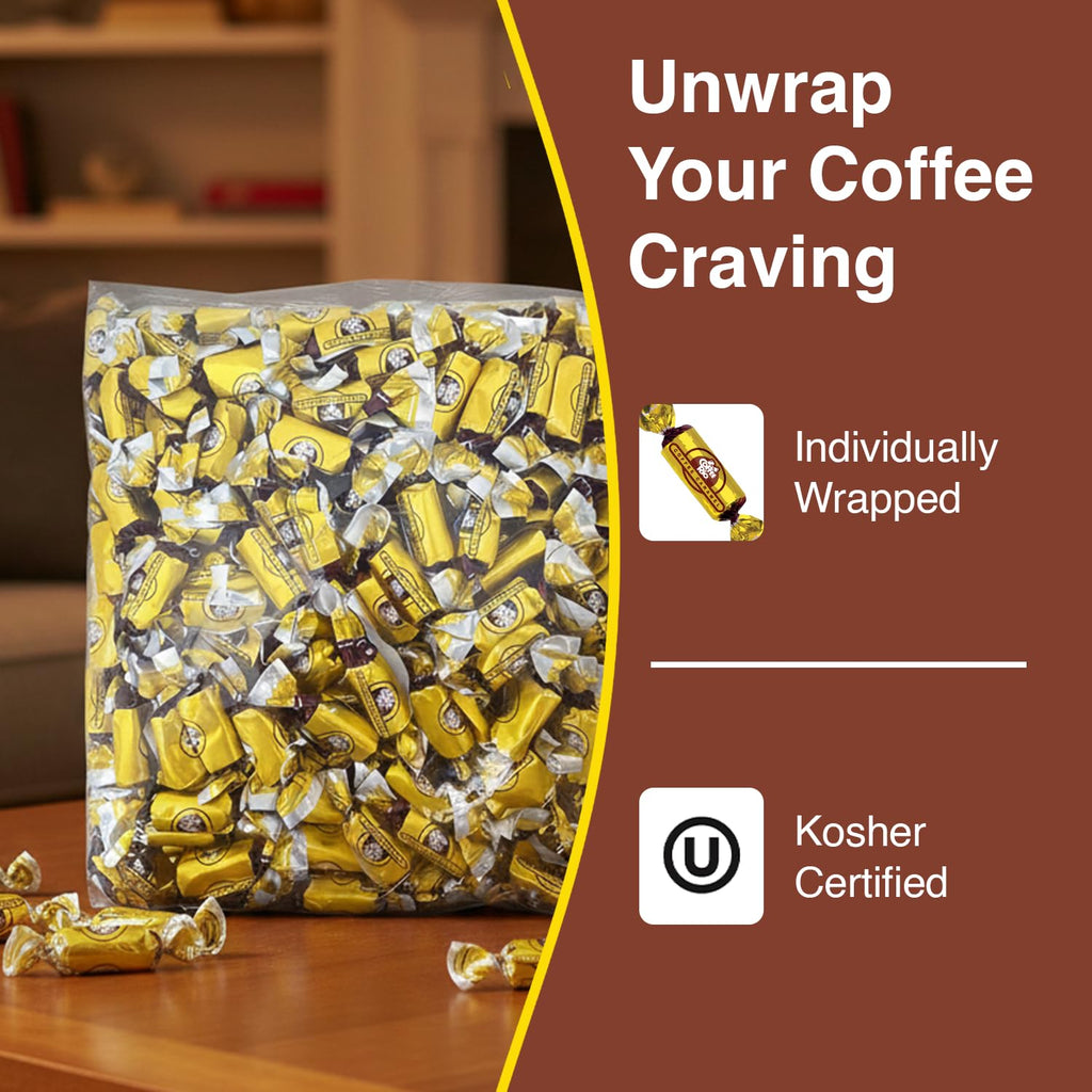 Coffee Rio Original Roast Coffee Caramels Candy Bulk Pack, 3 Pound Bag - Individually Wrapped Hard Candies Blended with Fresh Dairy Cream - Perfect for Office Candy Bowl, Buffet - Kosher Certified