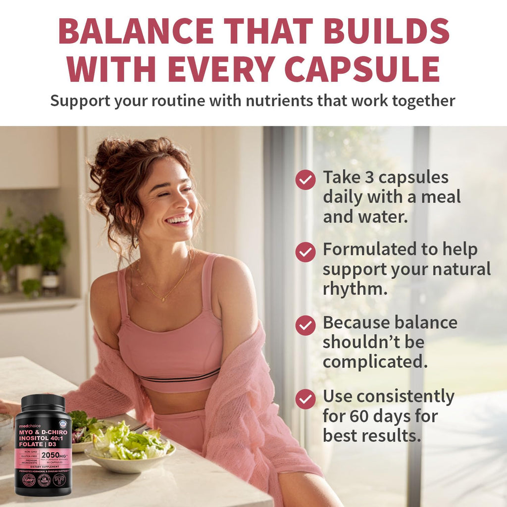 Myo-Inositol 40:1 for Women – Inositol Supplement with Myo & D-Chiro Inositol, Folate & Vitamin D3 – Vegan Capsules for Daily Routine & Hormone Support – Flo Ovarian Support Capsules – (90 Count)