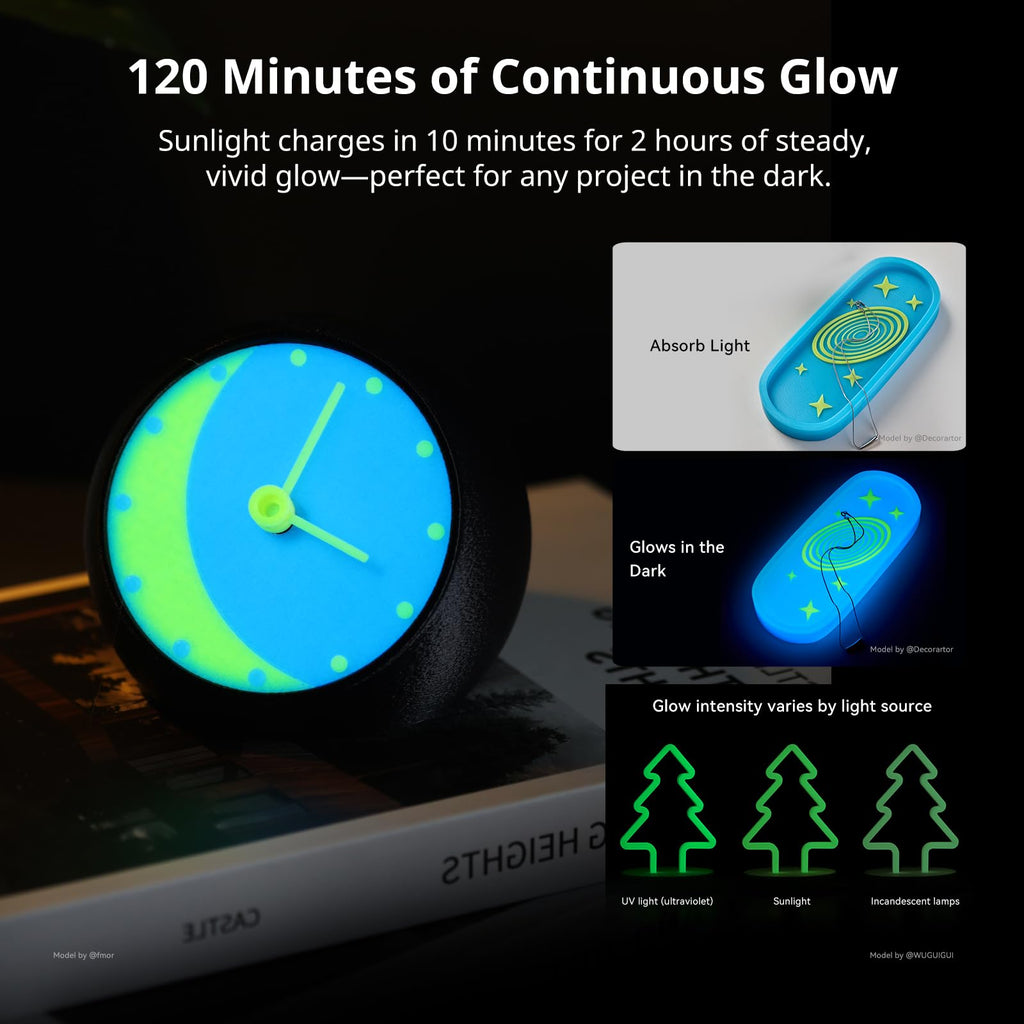 ANYCUBIC PLA 3D Printer Filament, Glow in The Dark, 3D Printing PLA Filament 1.75mm Dimensional Accuracy +/- 0.02mm, 1KG Reusable Spool (2.2 lbs), Green PLA, Glow Green