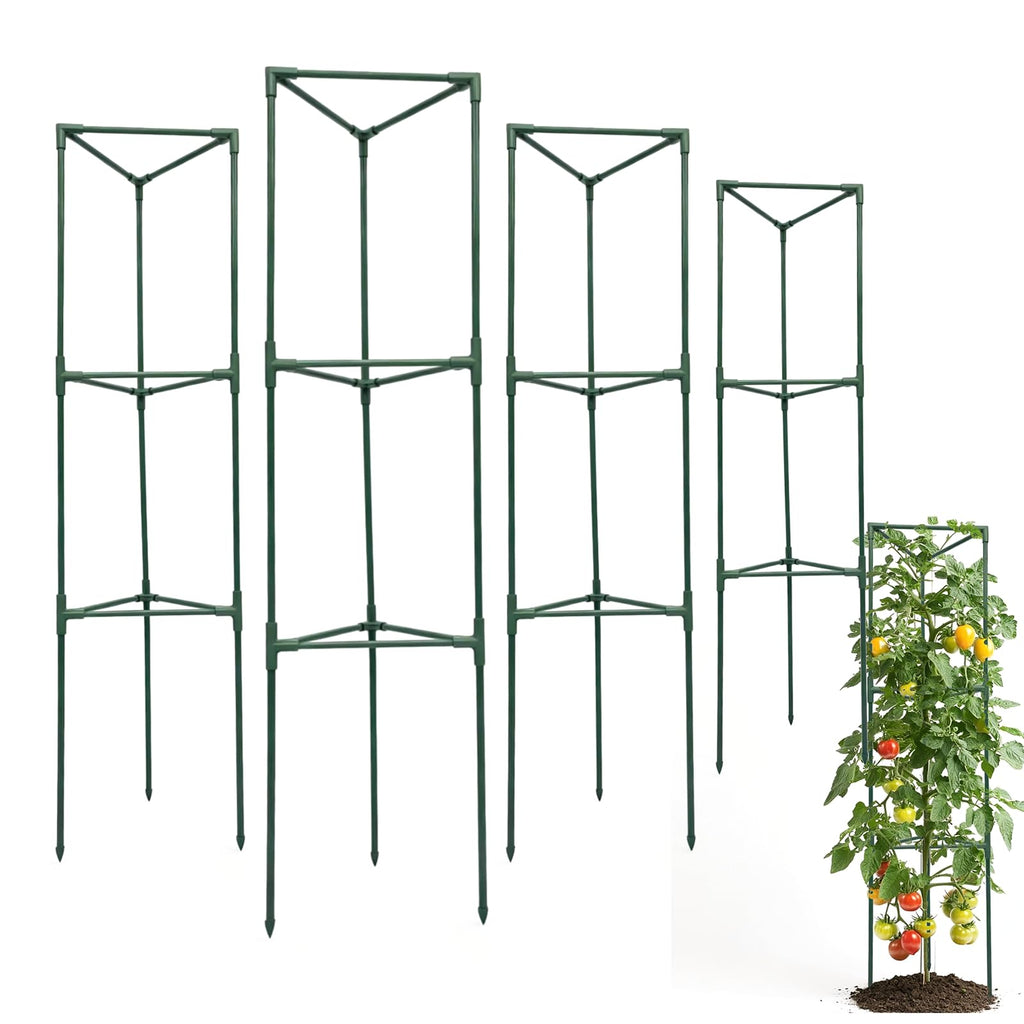 Tiuire Tomato Cages for Garden,4 Pack 50in Tall Tomato Plant Support Stakes Adjustable Heavy Duty Steel Plant Tower Stakes, Updated Cucumber Trellis Garden Cages for Climbing Plants Vegetable Flowers