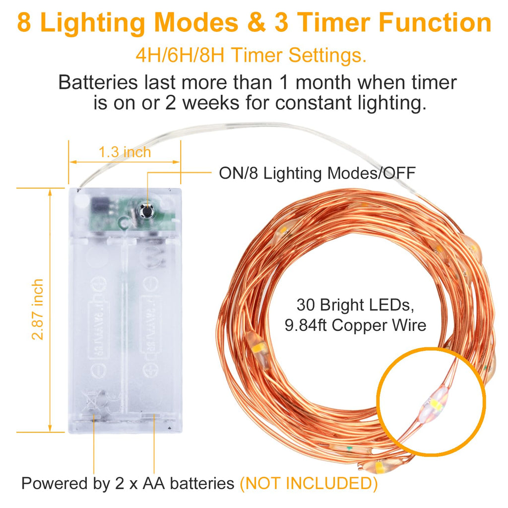 innolife LED Fairy String Lights Battery Operated Timer with Remote Control