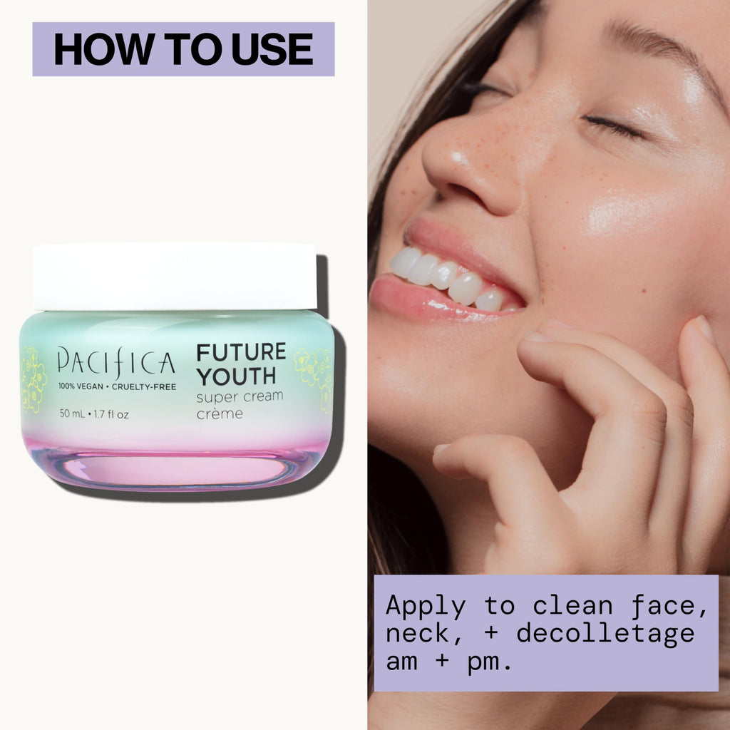 Pacifica Future Youth Super Cream – Daily Anti-Aging Moisturizer for All Skin Types, Lightweight Hydration with Advanced Peptides & Antioxidants, Improves Firmness & Elasticity, Vegan & Clean Beauty