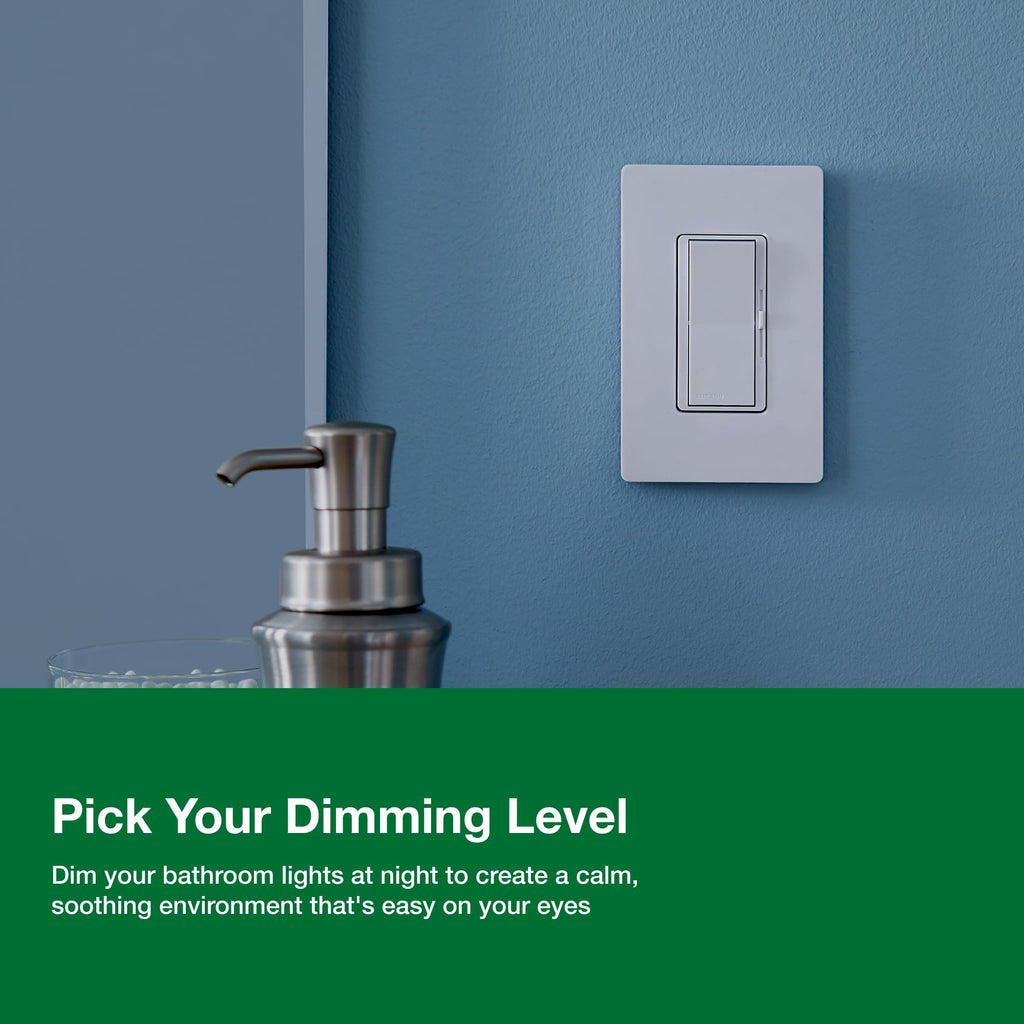 Lutron Diva LED+ Dimmer Light Switch for Dimmable LED, Halogen, and Incandescent Bulbs, 150 Watt, Single-Pole or 3-Way, DVCL-153P-WH, White