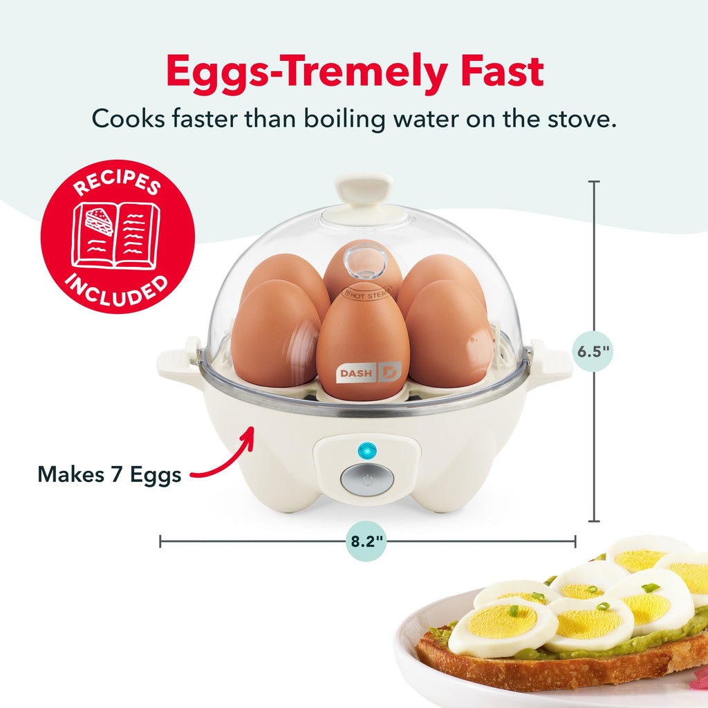 Dash Rapid Egg Cooker, 7 Eggs, Hard Boiled, Poached & Omelettes, Cream