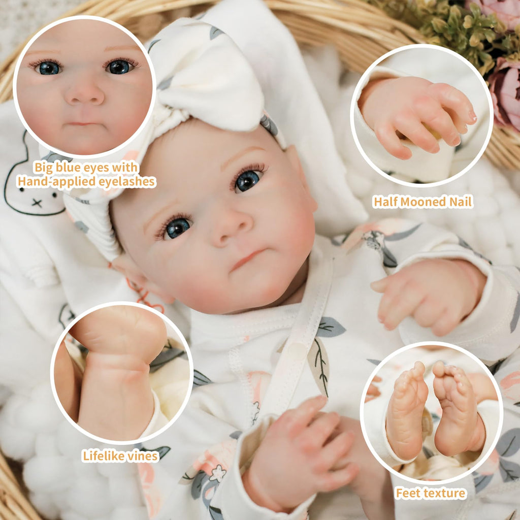 Lifelike Reborn Baby Dolls - 20Inch Soft Vinyl Realistic Newborn Baby Dolls Poseable Real Life Baby Girls Dolls with Doll Accessories and Gift Box for 3+ Year Old Girls Kids