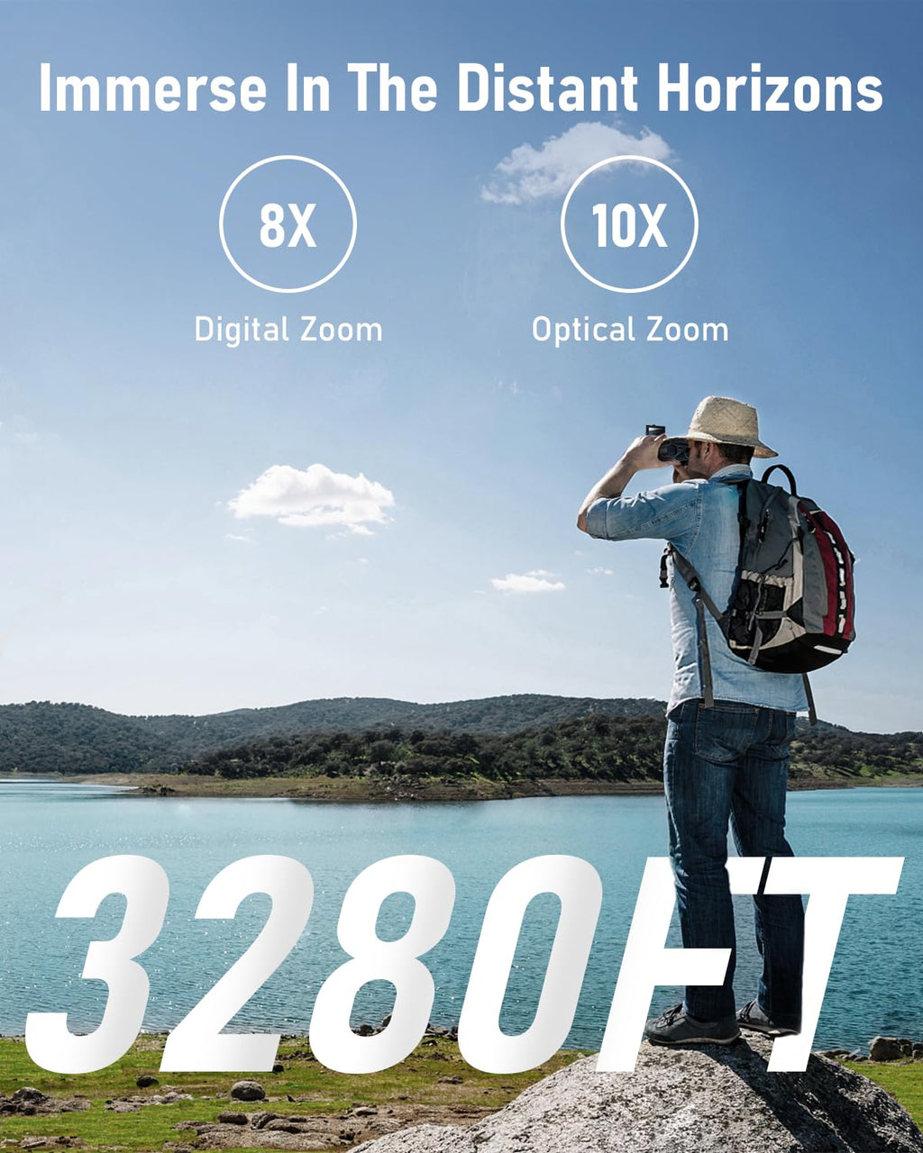 Digital Binoculars with Camera - 8X Digital Zoom, 2" LCD Display 40MP Camera 2.5K Videos Ideal for Concerts, Bird Watching, and Outdoor Adventures with 32GB SD Card - D551