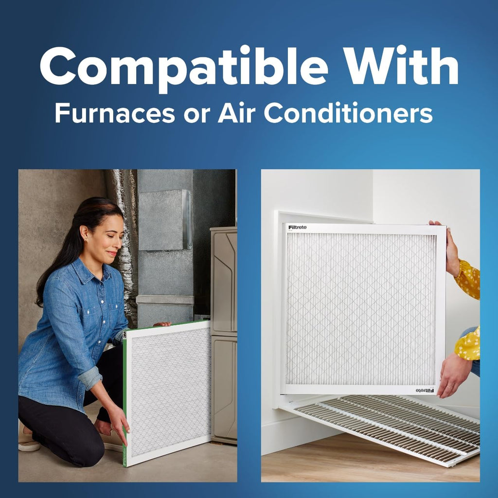 Filtrete 20x23x1 AC Furnace Air Filter, MPR 700, MERV 8, Tough on Pollen, Easy on Airflow, 3-Month Pleated 1-Inch Electrostatic Air Cleaning Filter, 2-Pack (Actual Size 19.69 x 22.69 x 0.81 in)