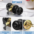 Sopoby Privacy Door Knob, 10 Pack Matte Black Round Keyless Doorknobs Interior/Exterior Lockset, Privacy Locking Door Knobs for Bedroom/Bathroom, Black Modern Design Door Hardware