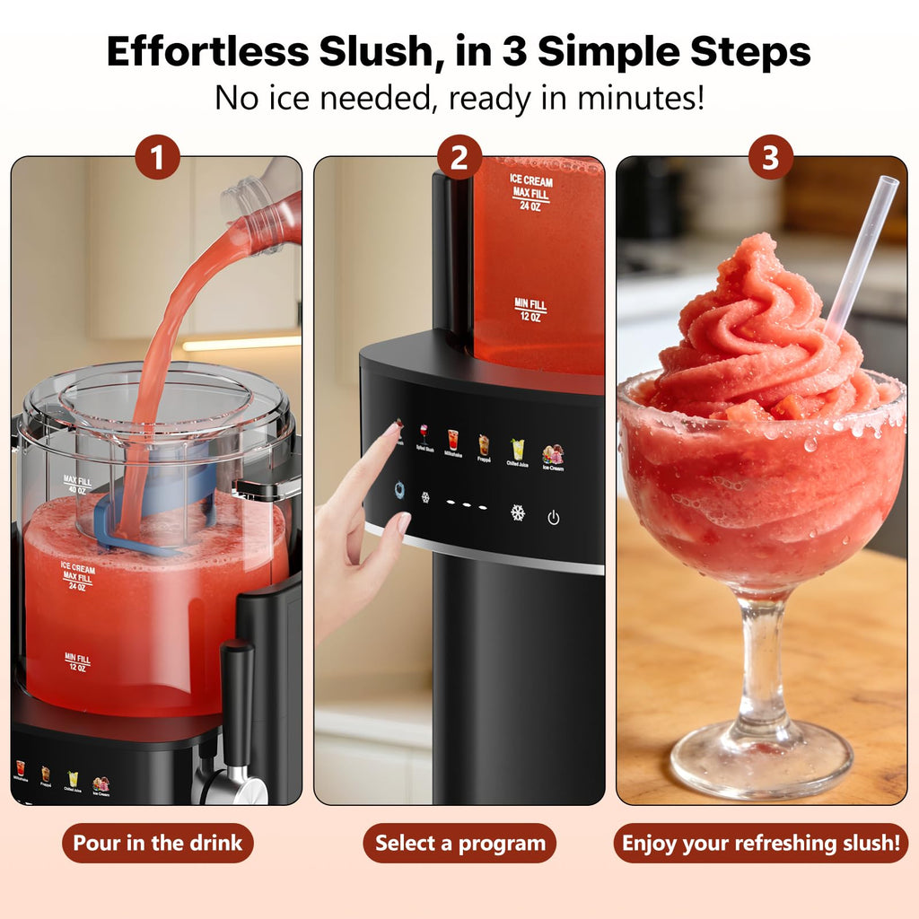 Ranvaira Slushie Machine for Home, Ice Cream Maker, 40OZ Capacity, Silver