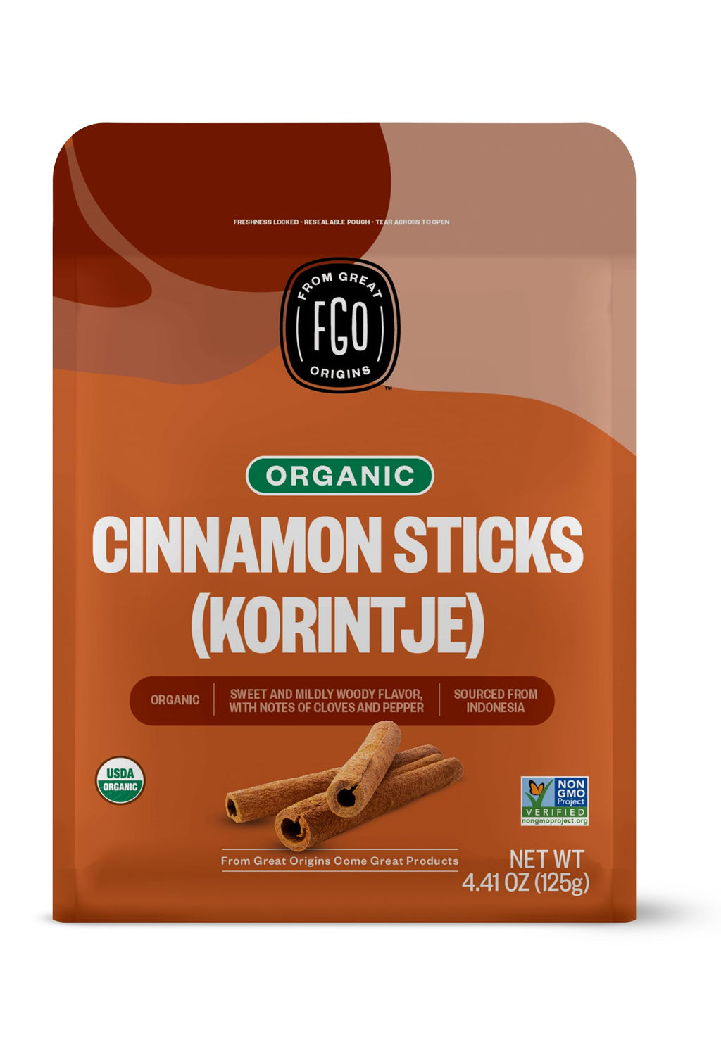 Feel Good Organics Organic Cinnamon Sticks - 100+ Sticks - 2 3/4" Length - 16Oz Resealable Bag (1Lb) - 100% Raw from Indonesia