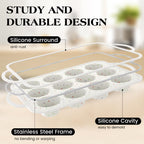 AOTASO 2 Pcs Silicone Muffin Pan for Baking with Metal Frame, Nonstick 12 Cup Regular Size Cupcake Pan, Silicone Muffin Tray for Egg Bites (Cream)