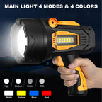 MIXILIN Rechargeable Spotlight 2,000,000 Lumens, Super Bright LED Spotlight Flashlight Outdoor with COB Light & Foldable Tripod, 10000ɱAh Long Lasting Large Handheld Spot Light for Boating Camping
