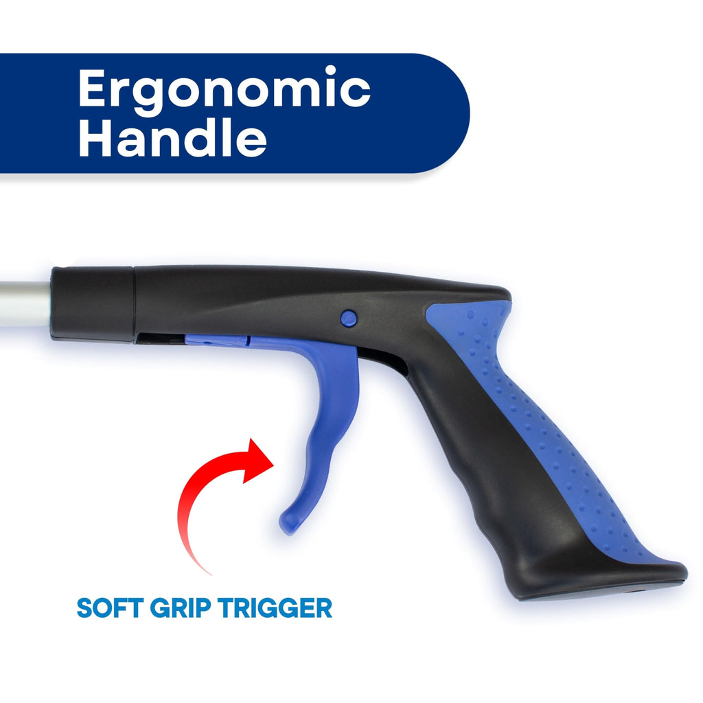 RMS 2-Pack 32 Inch Extra Long Grabber Reacher with Rotating Jaw - Mobility Aid Reaching Assist Tool (Blue)