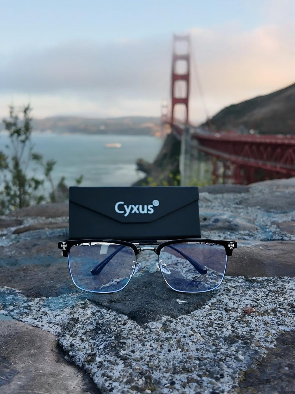 Cyxus Retro Blue Light Glasses Men - Square TR90 Metal Blowline Frame Stylish Trendy for Computer Daily Work 8252