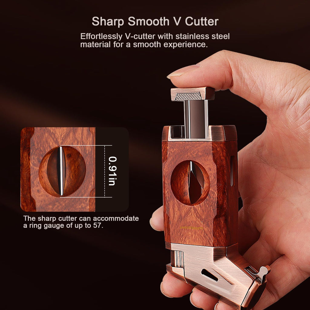 Torch Lighter with Jet Flame, Built-in V Cutter, Refillable Butane Torch Lighters, Box for Men, All-in-one Windproof Cool Lighters for Candle, Outdoor