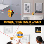PREXISO Multi Surface Laser Level LED Light Vial, 30Ft Horizontal & Vertical Line Laser with Wall Mount Base, 2 Pins, 10 Sticker, 2 AA Batteries for Hanging Frames & Picture, Construction Gift for Dad